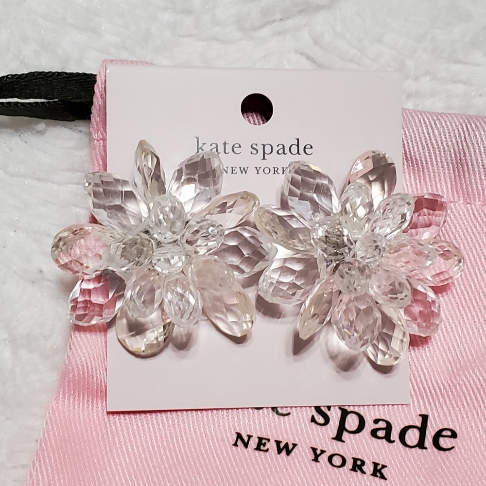 Kate spade clear Large Flower Floral acrylic studs New With Tags
